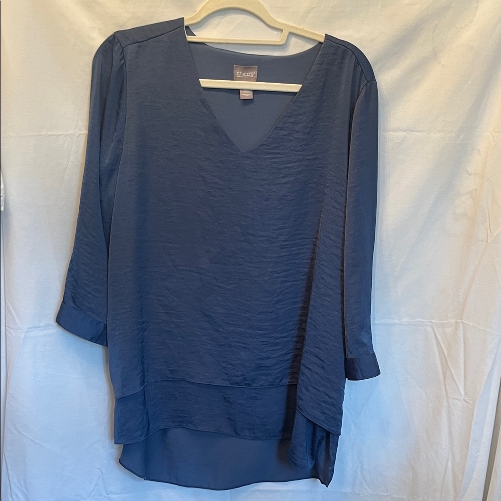 Chico's Deep Navy V-Neck Layered Tunic Top